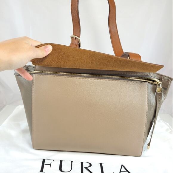 NWT$675 Furla Dolce Vita Multi Tone Leather Shoulder Crossbody Bag Tote - Picture 7 of 13